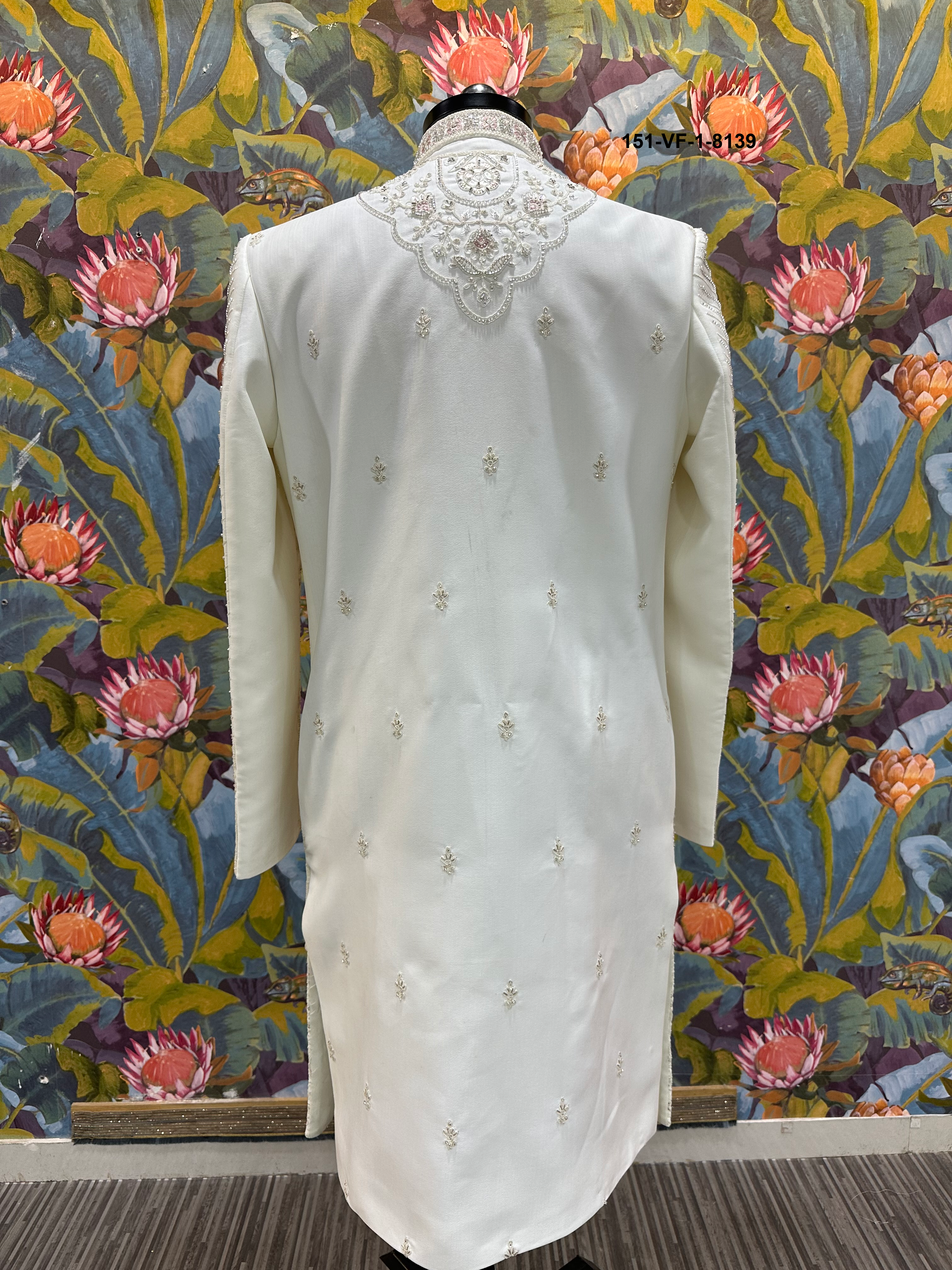 Premium Cream Royal Sherwani with Kamar Belt & Dupatta | Devine Touch | Free Pants | Kavlee