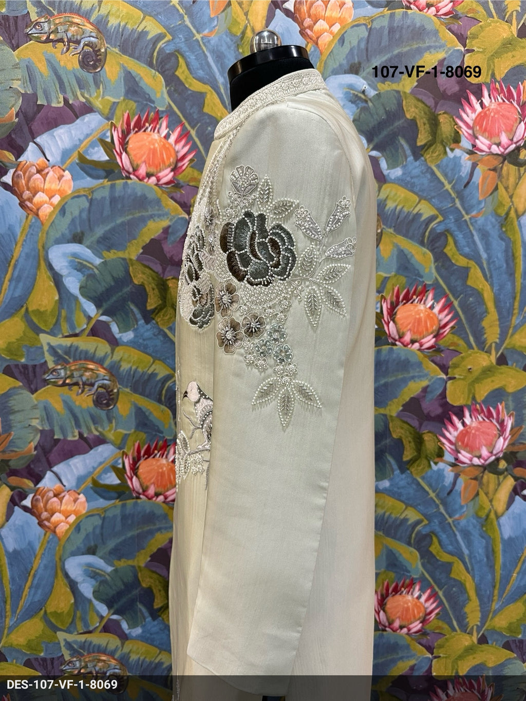 Men Premium Pista Green Embroidered Sherwani Fabric with Free Pant – Unstitched Wedding Wear