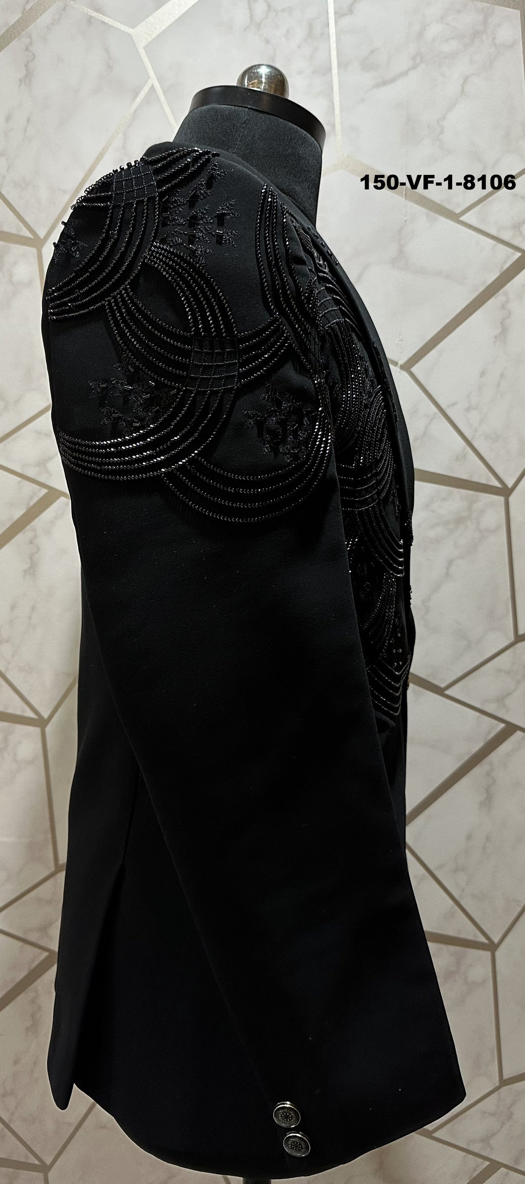 Men Premium Black Embroidered Indo Western Blazer Fabric with Free Pant – Unstitched Designer Wear