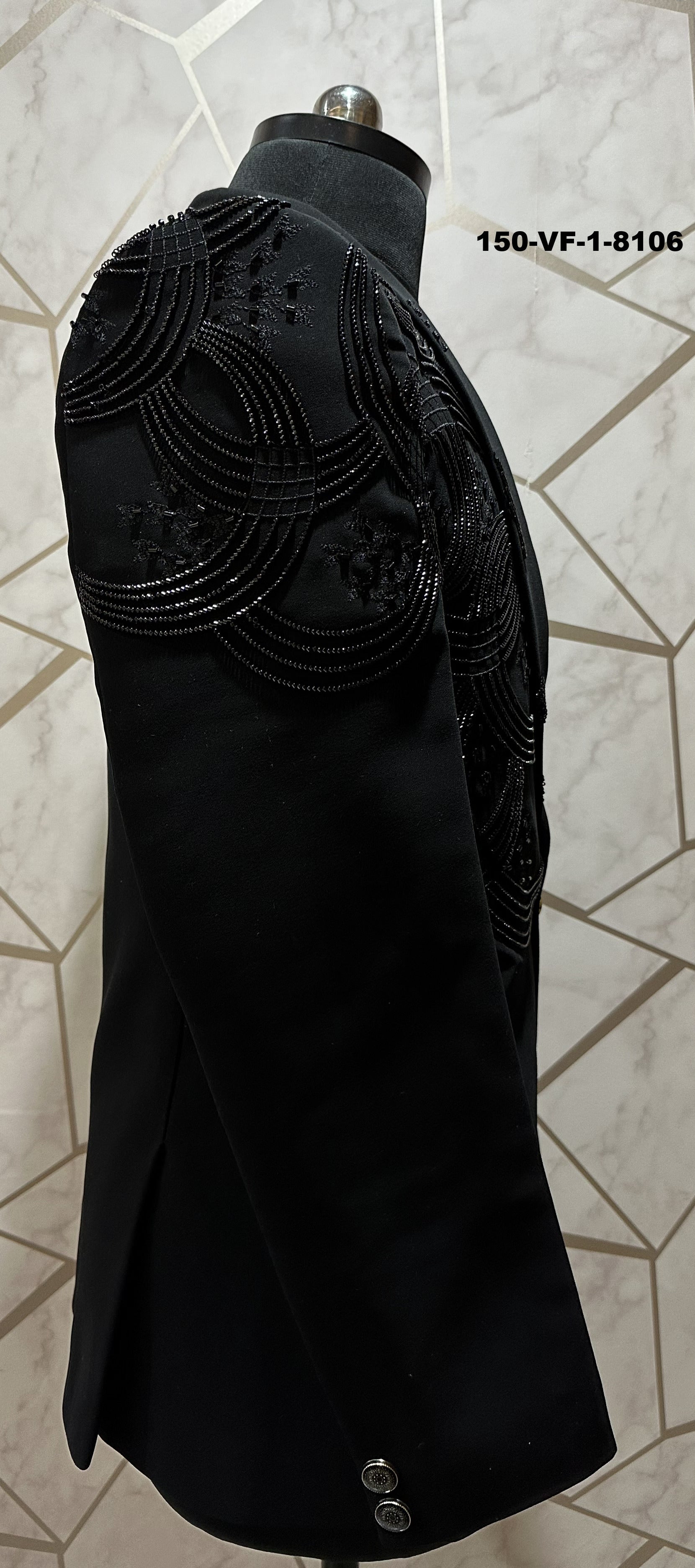 Men Premium Black Embroidered Indo Western Blazer Fabric with Free Pant – Unstitched Designer Wear