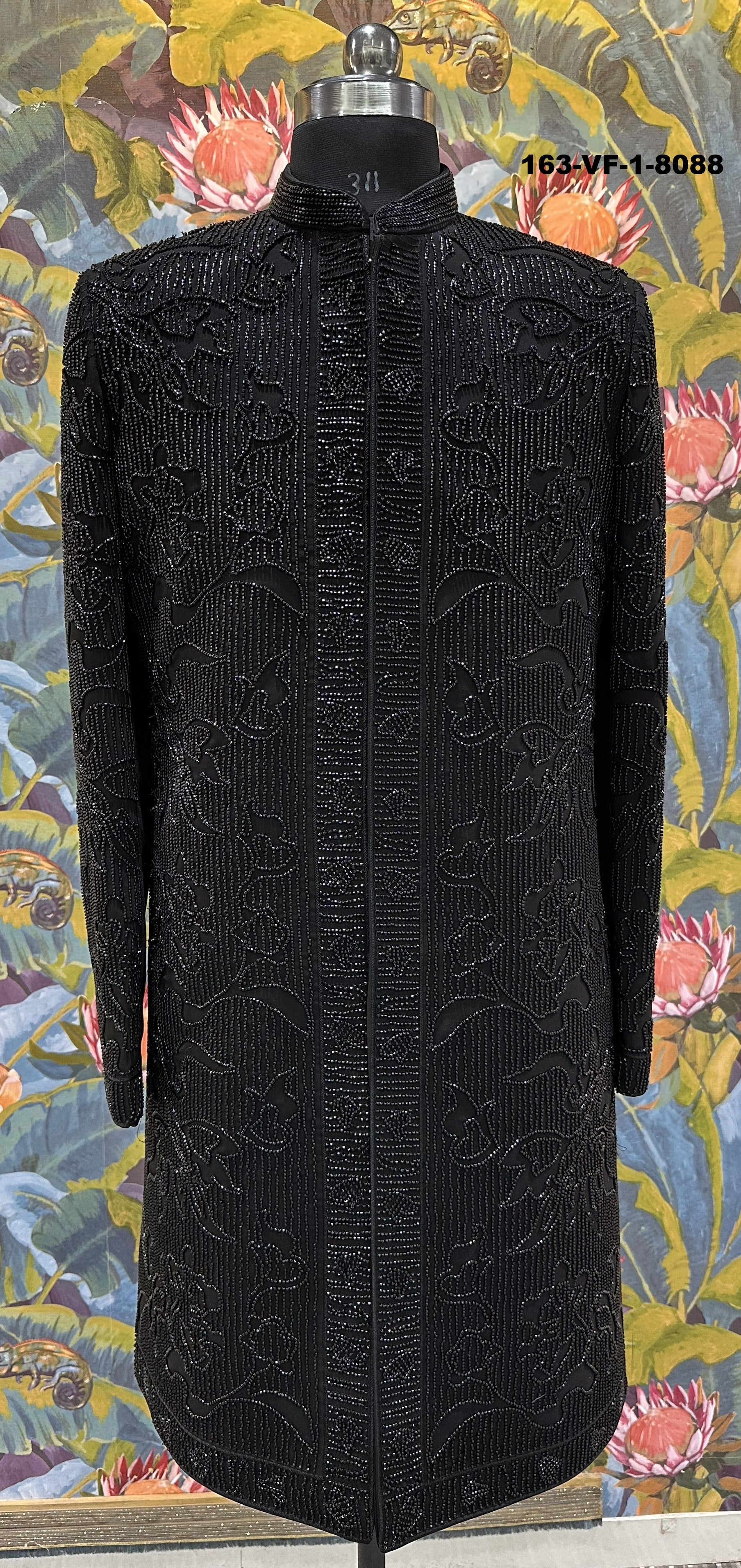 Men Black TR Lachko Indo Sherwani with Pant – Unstitched Premium Wedding Wear