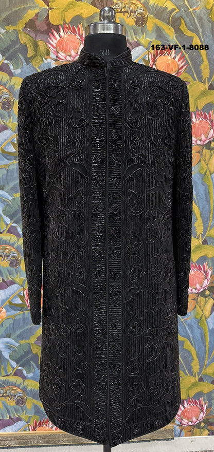 Men Black TR Lachko Indo Sherwani with Pant – Unstitched Premium Wedding Wear