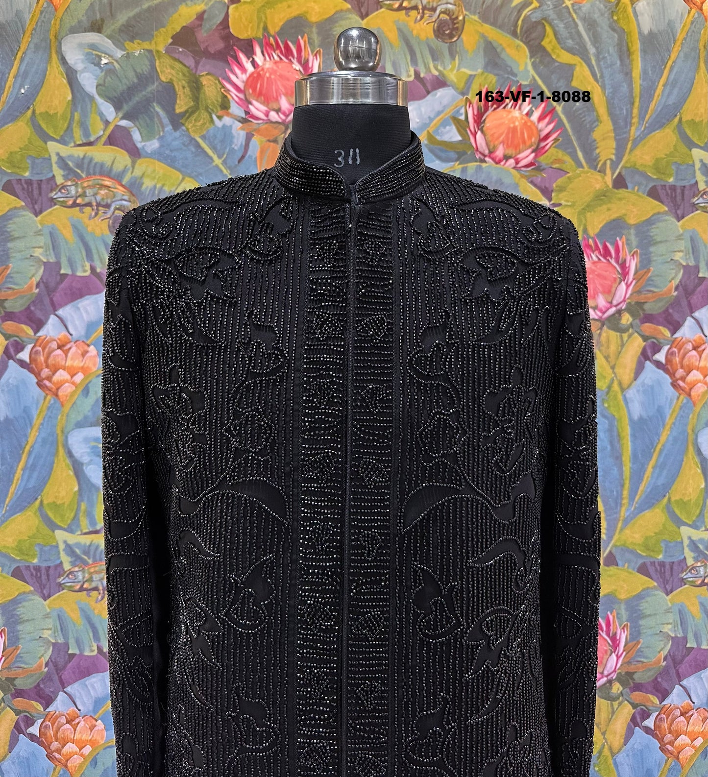 Men Black TR Lachko Indo Sherwani with Pant – Unstitched Premium Wedding Wear