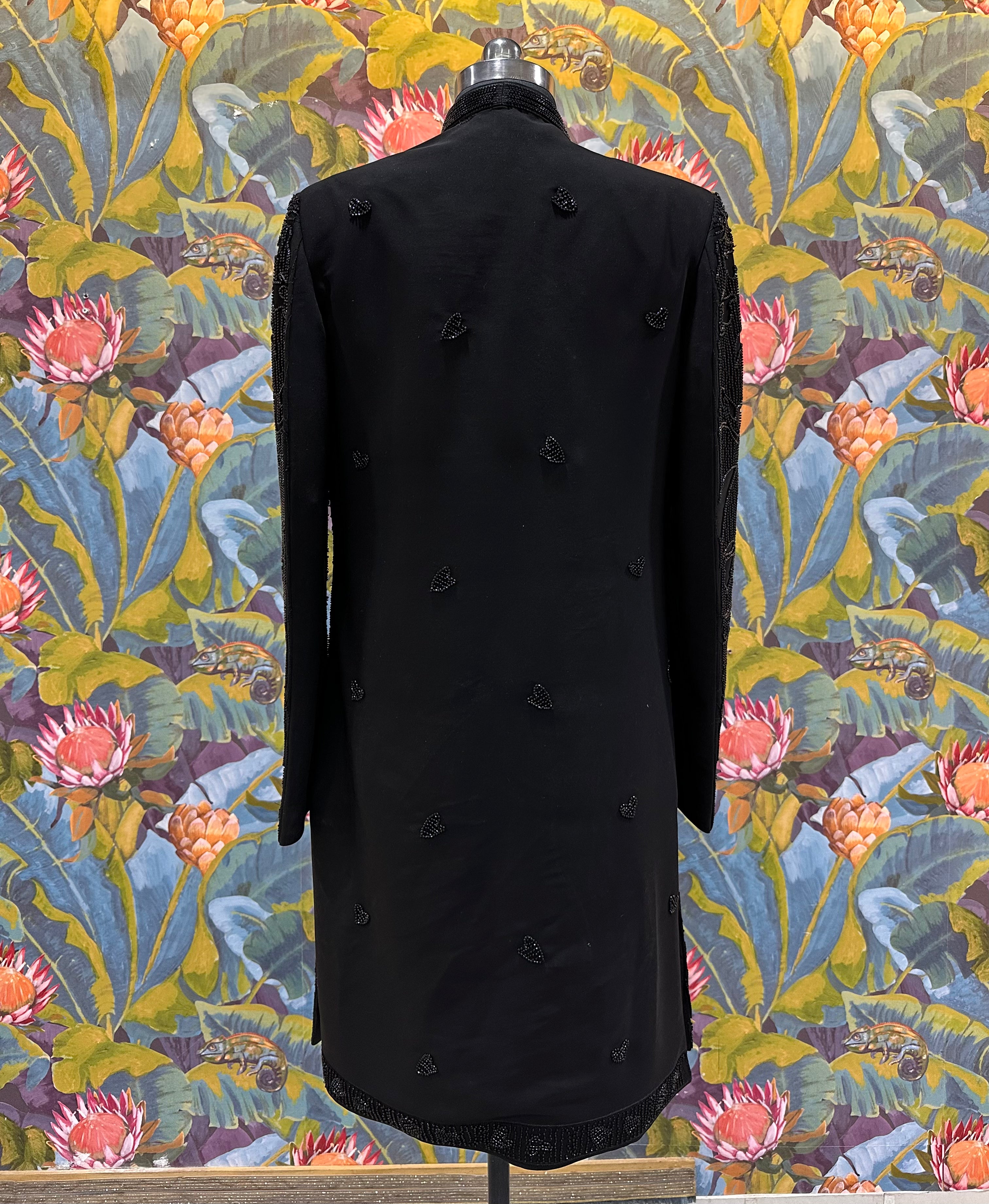 Men Black TR Lachko Indo Sherwani with Pant – Unstitched Premium Wedding Wear