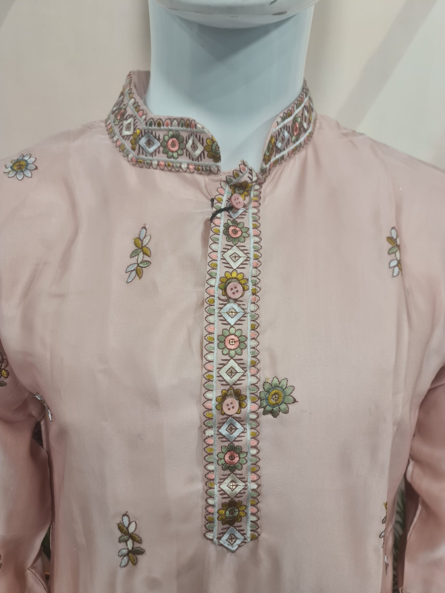 Premium Peach Men's Kurta with Heritage Embroidery | Kavlee Tradition Wear