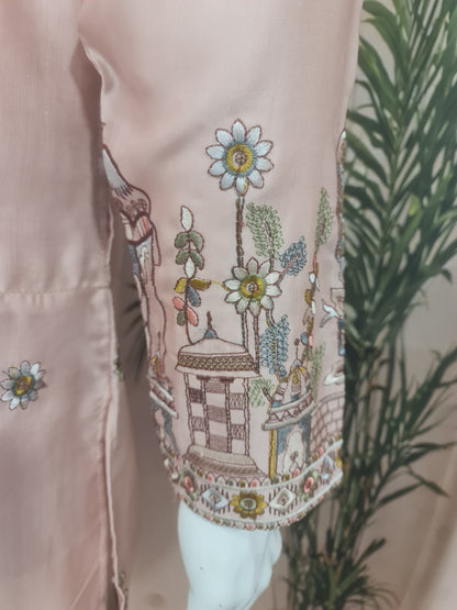 Premium Peach Men's Kurta with Heritage Embroidery | Kavlee Tradition Wear