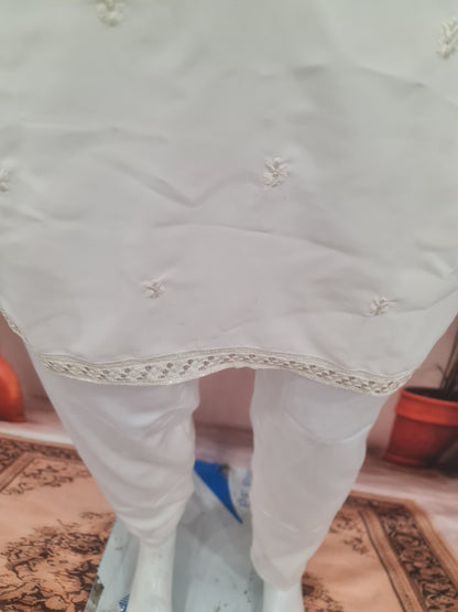 Premium Pristine White Men's Kurta with Fine Embroidery | Kavlee Tradition Wear