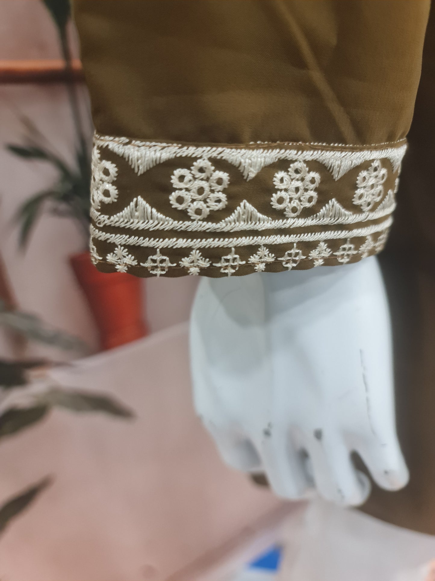 Premium Chocolate Brown Men's Kurta with Heavy White Embroidery | Kavlee Tradition Wear
