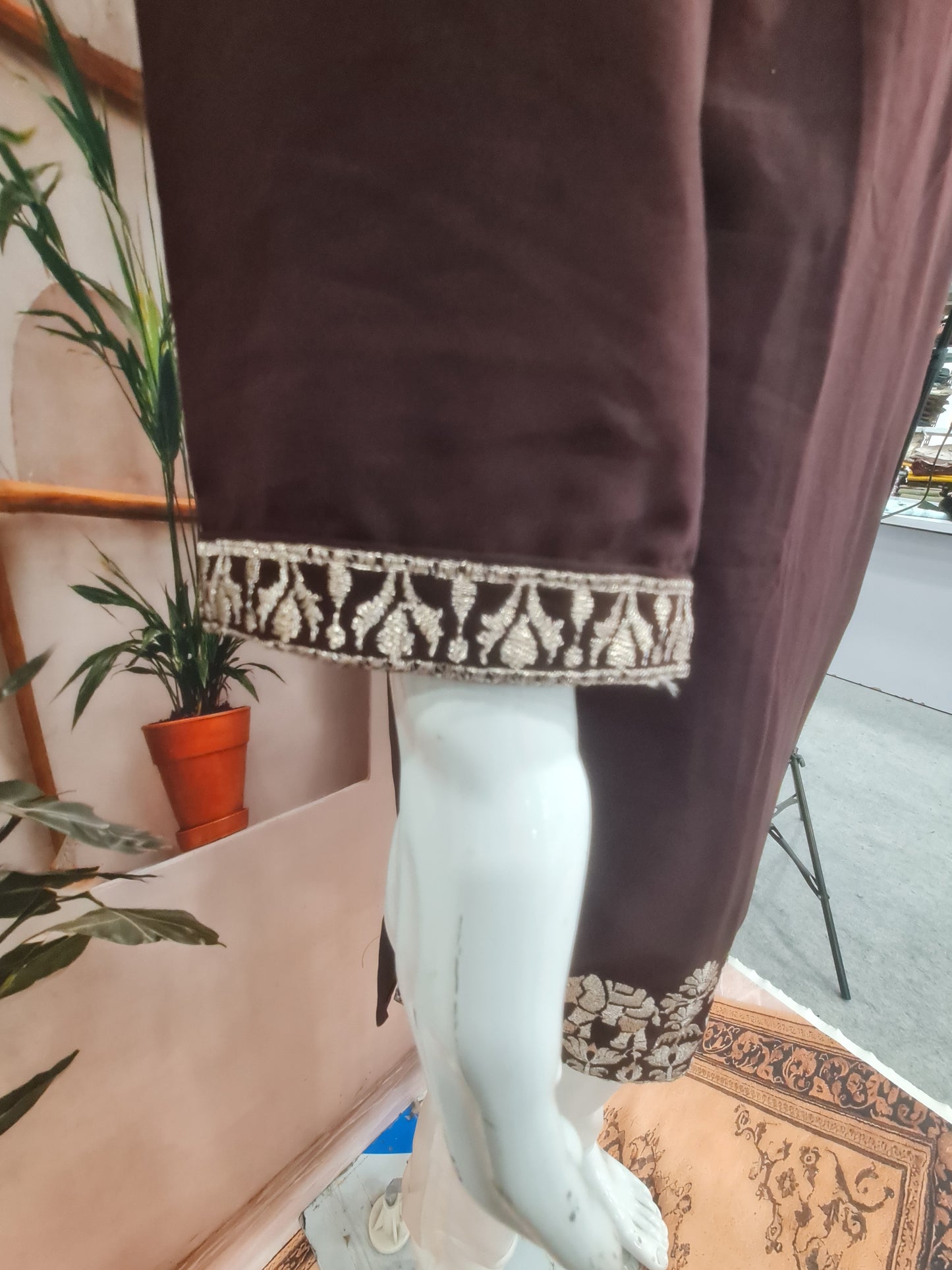Premium Deep Maroon Men's Kurta with Silver Floral Embroidery | Kavlee Tradition Wear