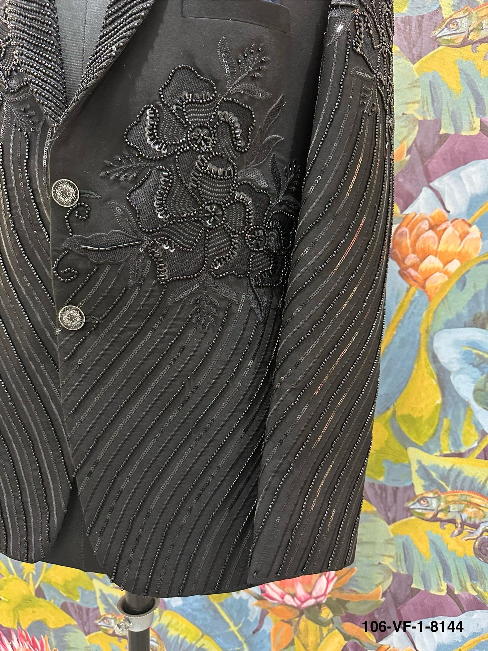 Premium Black Floral Beaded Indo-Western Suit | TR Lachka | Free Pants | Kavlee