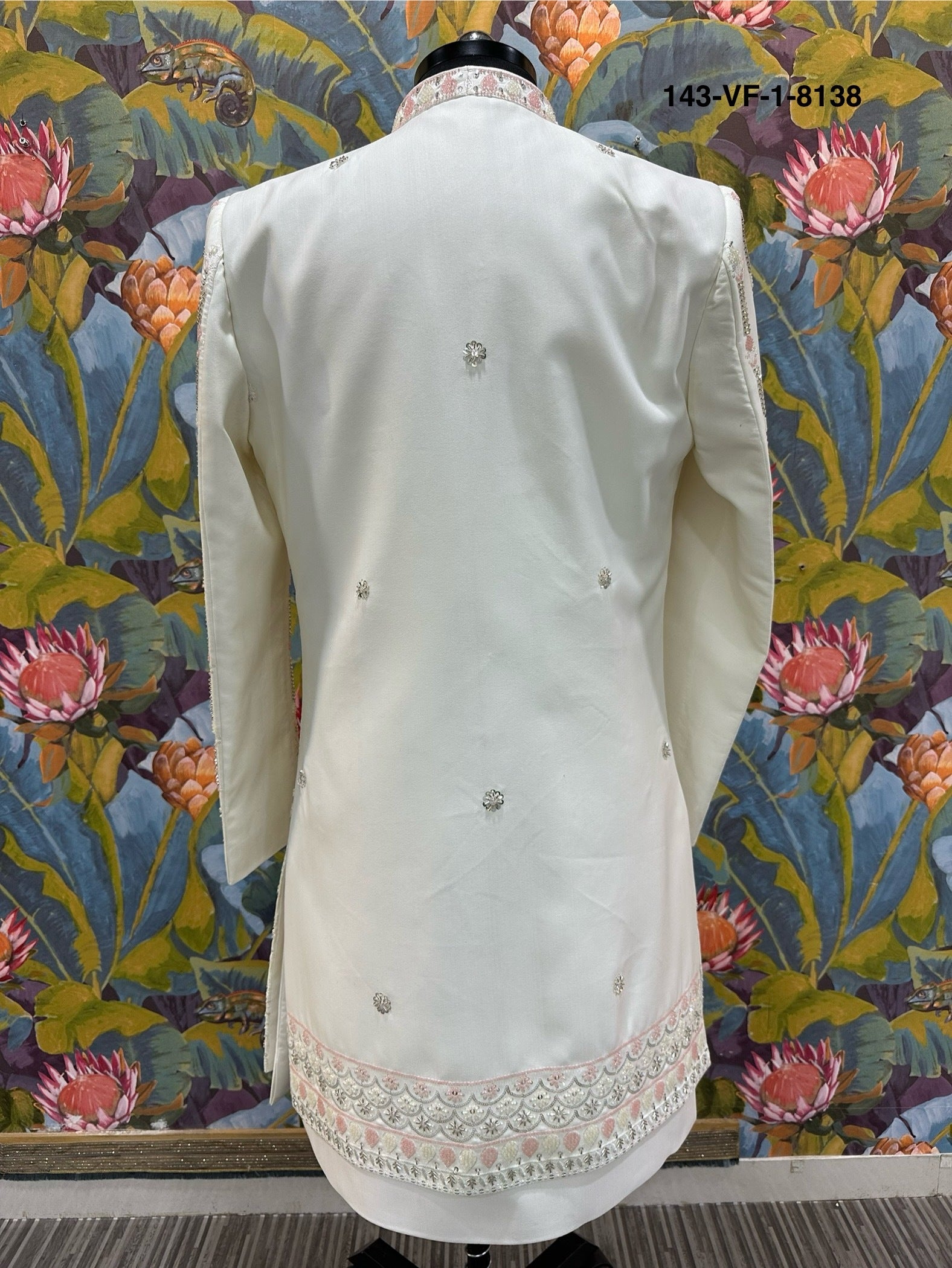 Premium Cream Pearl & Sequin Embroidered Suit | Devine Touch | Free Pants | Kavlee