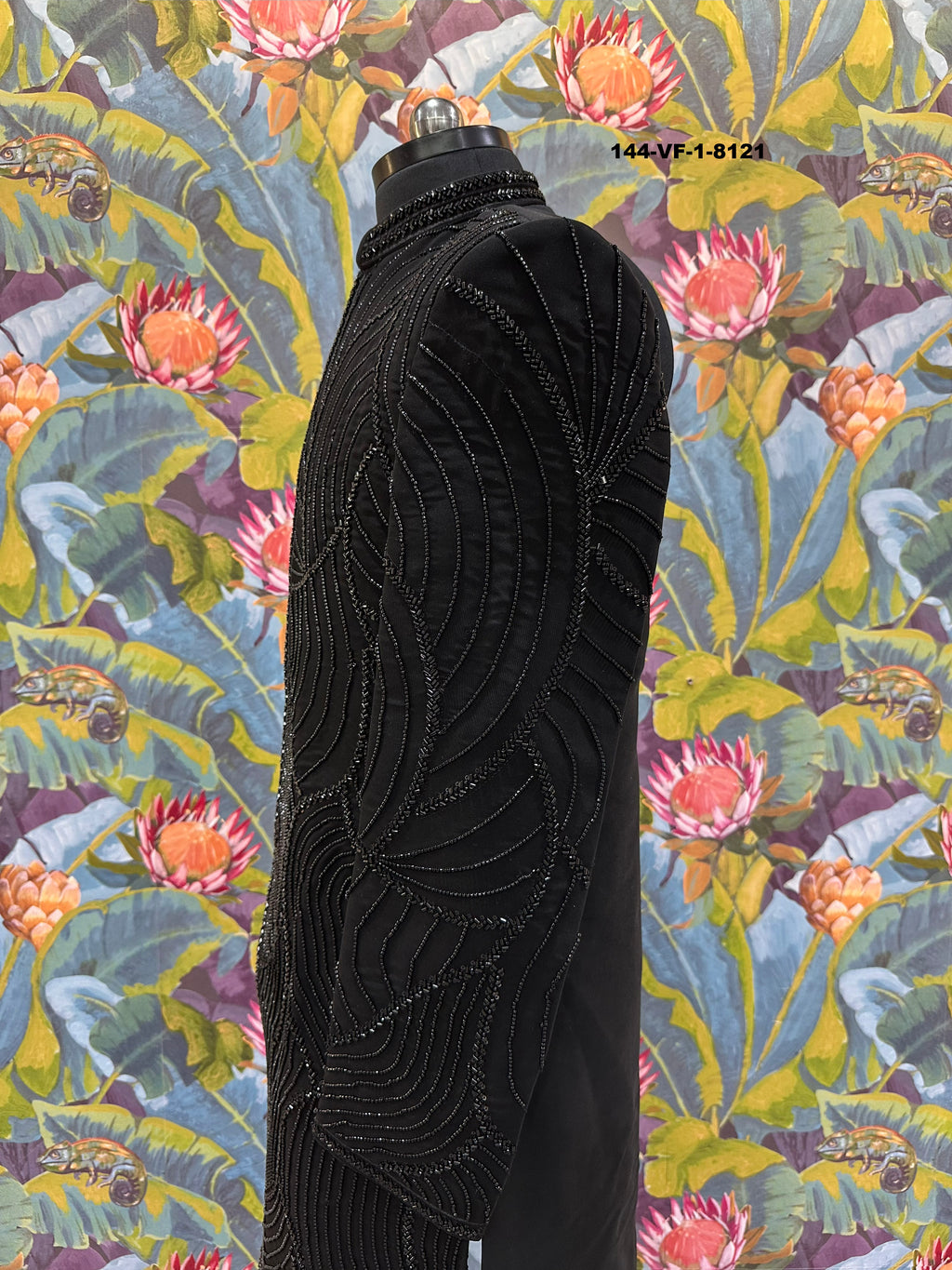 Premium Black Sequined Indo-Western Suit | TR Lochka Fabric | Free Pants | Kavlee