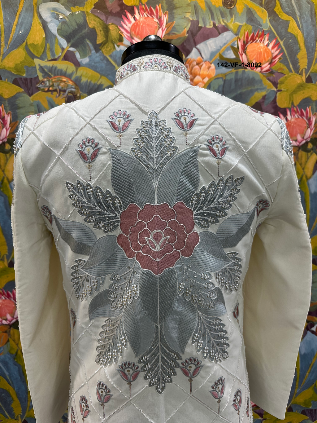 Men Premium Cream Embroidered Sherwani Fabric with Free Pant – Unstitched Wedding Wear