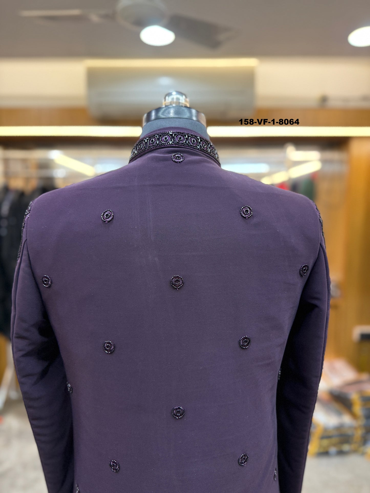Men Premium Wine Embroidered Sherwani Fabric with Free Pant – Unstitched Wedding Wear