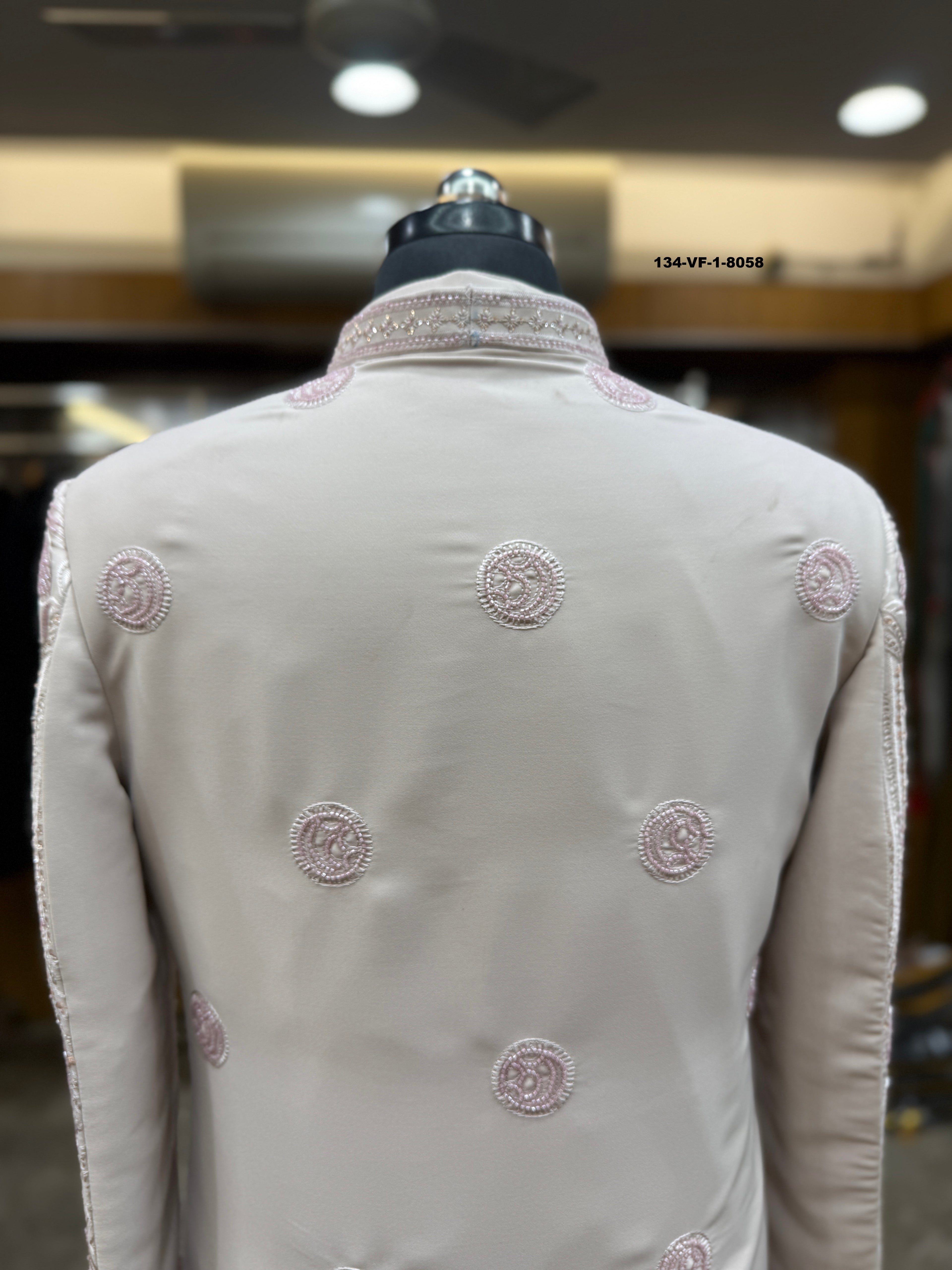 Men Premium Pink Embroidered Kurta Koti Fabric with Free Pant – Unstitched Designer Wear