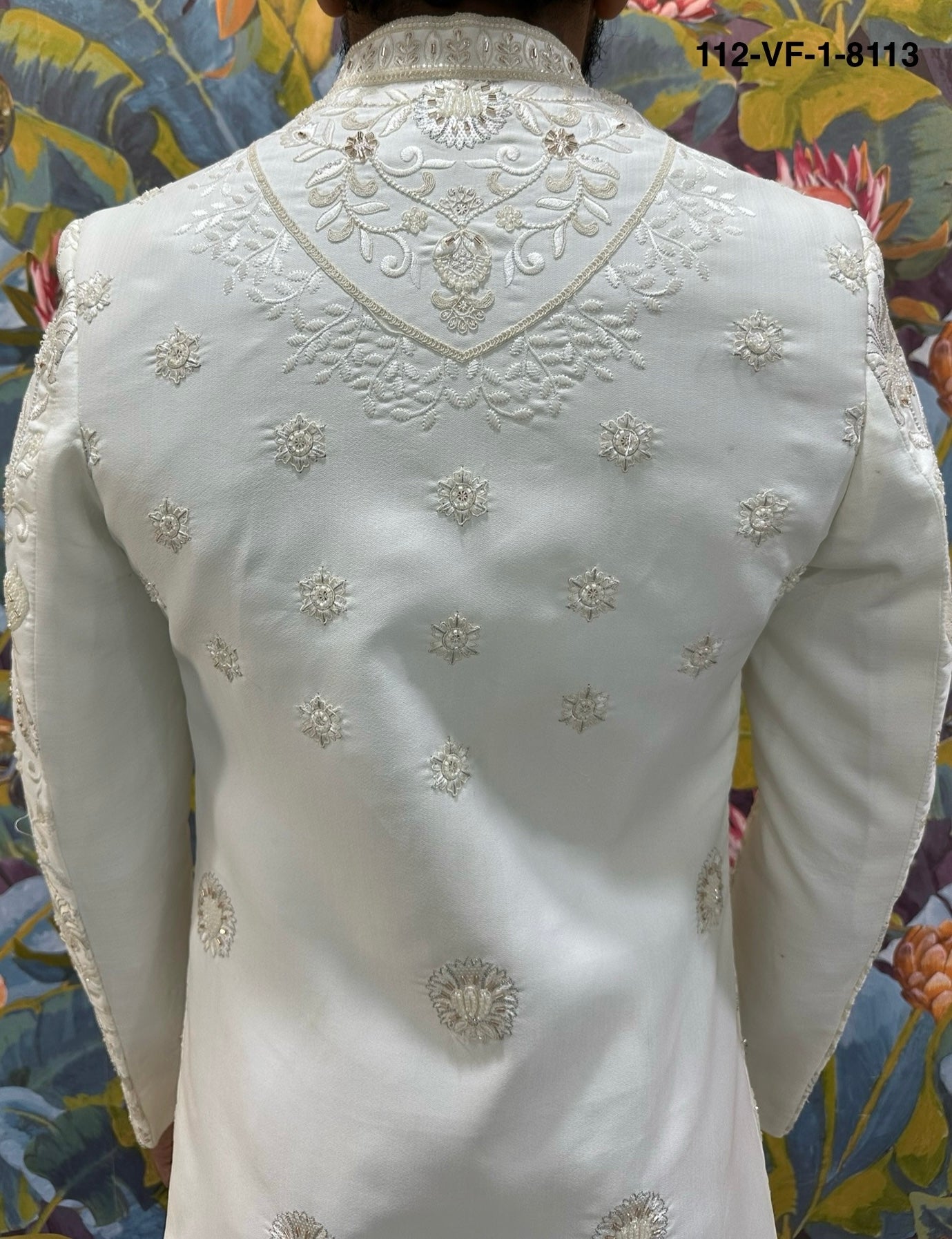 Men Premium Cream Heavy Embroidered Sherwani Fabric with Free Pant – Unstitched Wedding Wear