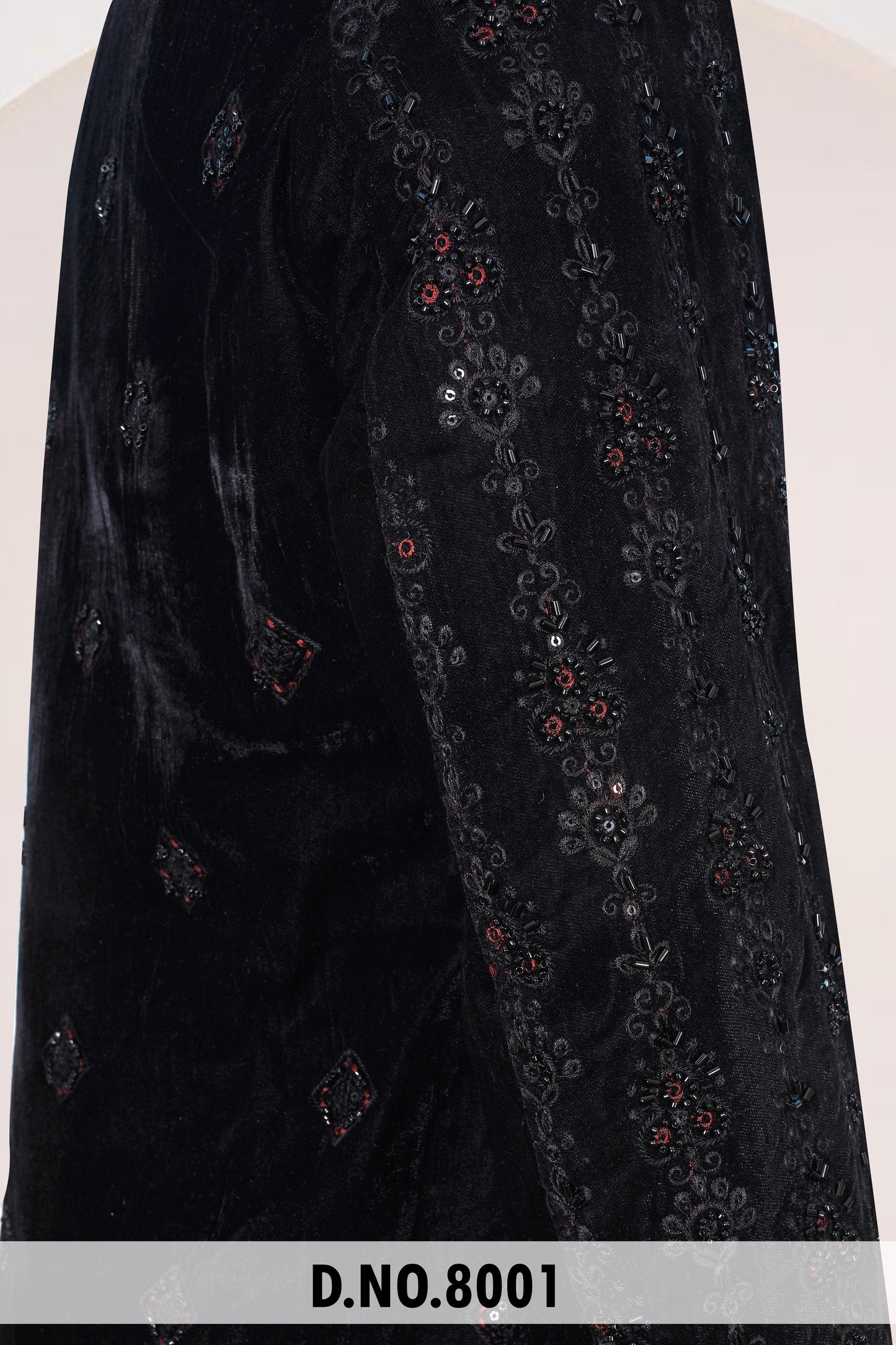 Men Black Velvet Indo Sherwani – Unstitched Premium Wedding Wear