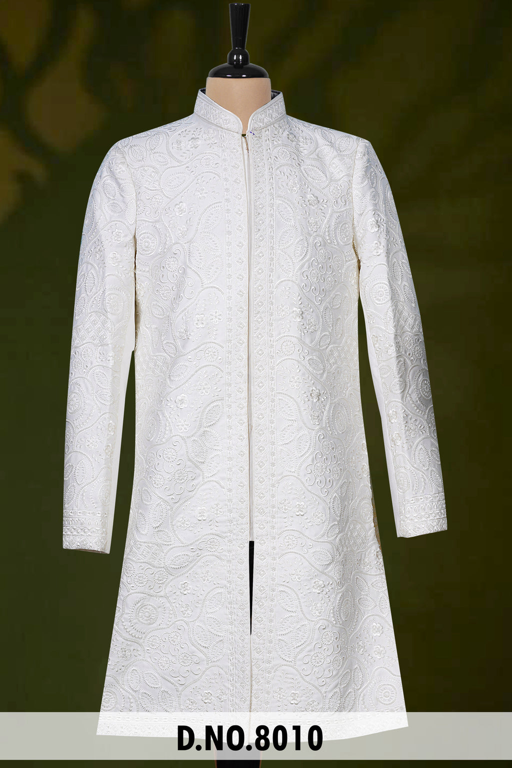 Men Cream Devine Touch Indo Sherwani – Unstitched Premium Wear
