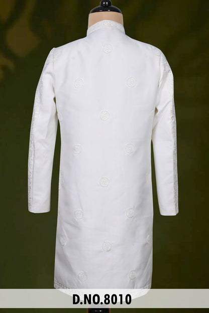 Men Cream Devine Touch Indo Sherwani – Unstitched Premium Wear