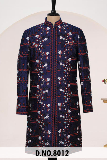 Men Blue TR Lachko Indo Sherwani with Pant – Unstitched Premium Wear