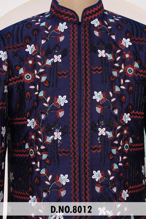 Men Blue TR Lachko Indo Sherwani with Pant – Unstitched Premium Wear