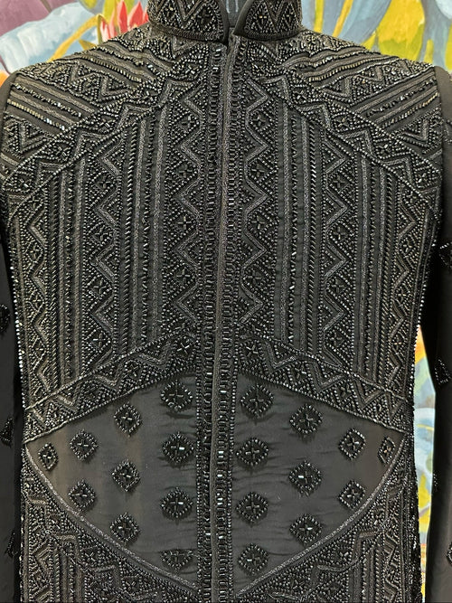 Men Black TR Lachko Indo Sherwani with Pant – Unstitched Wedding Wear