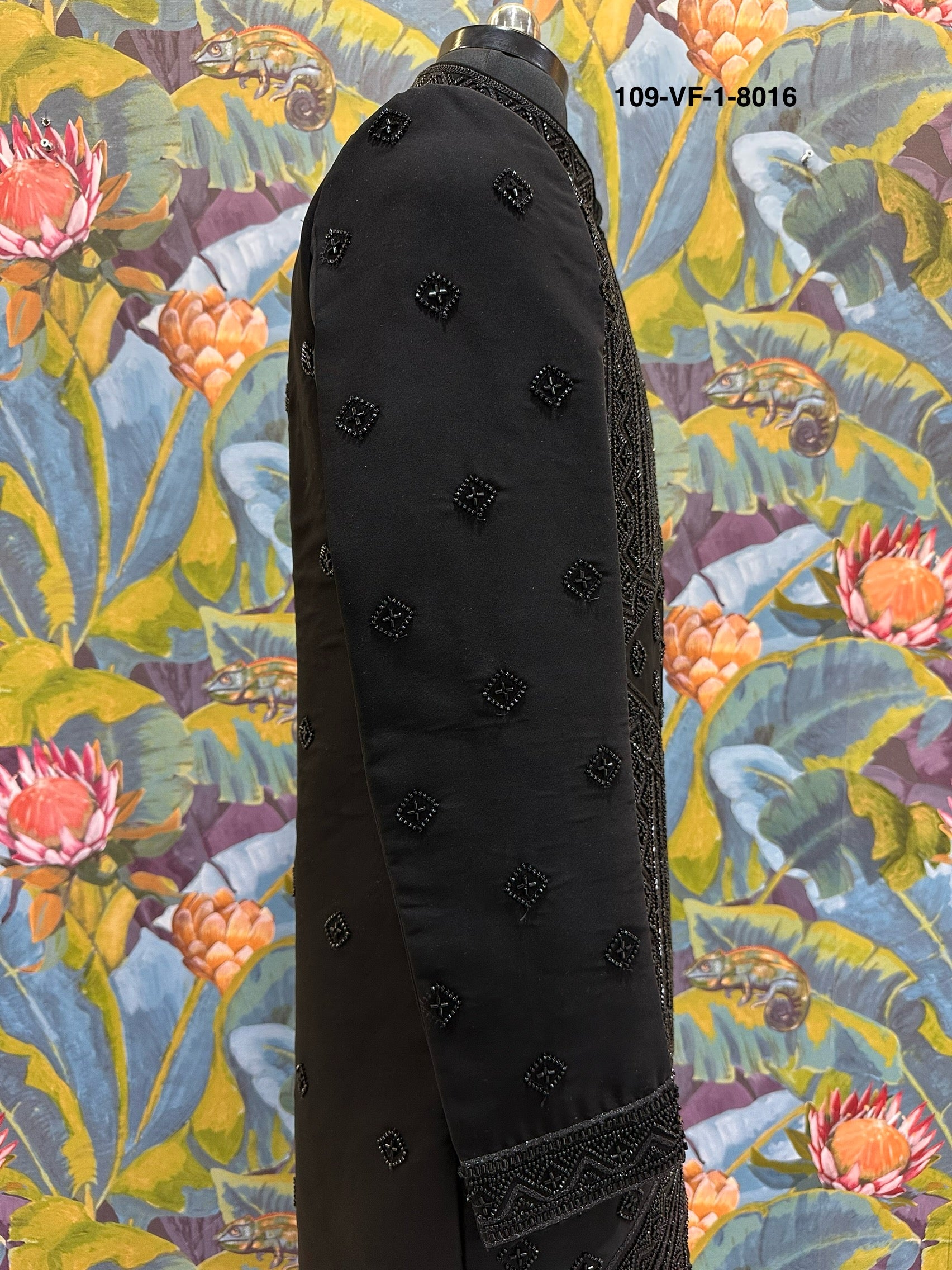 Men Black TR Lachko Indo Sherwani with Pant – Unstitched Wedding Wear