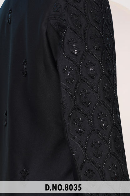 Men Black Crepe Indo Sherwani with Pant – Unstitched Premium Wear
