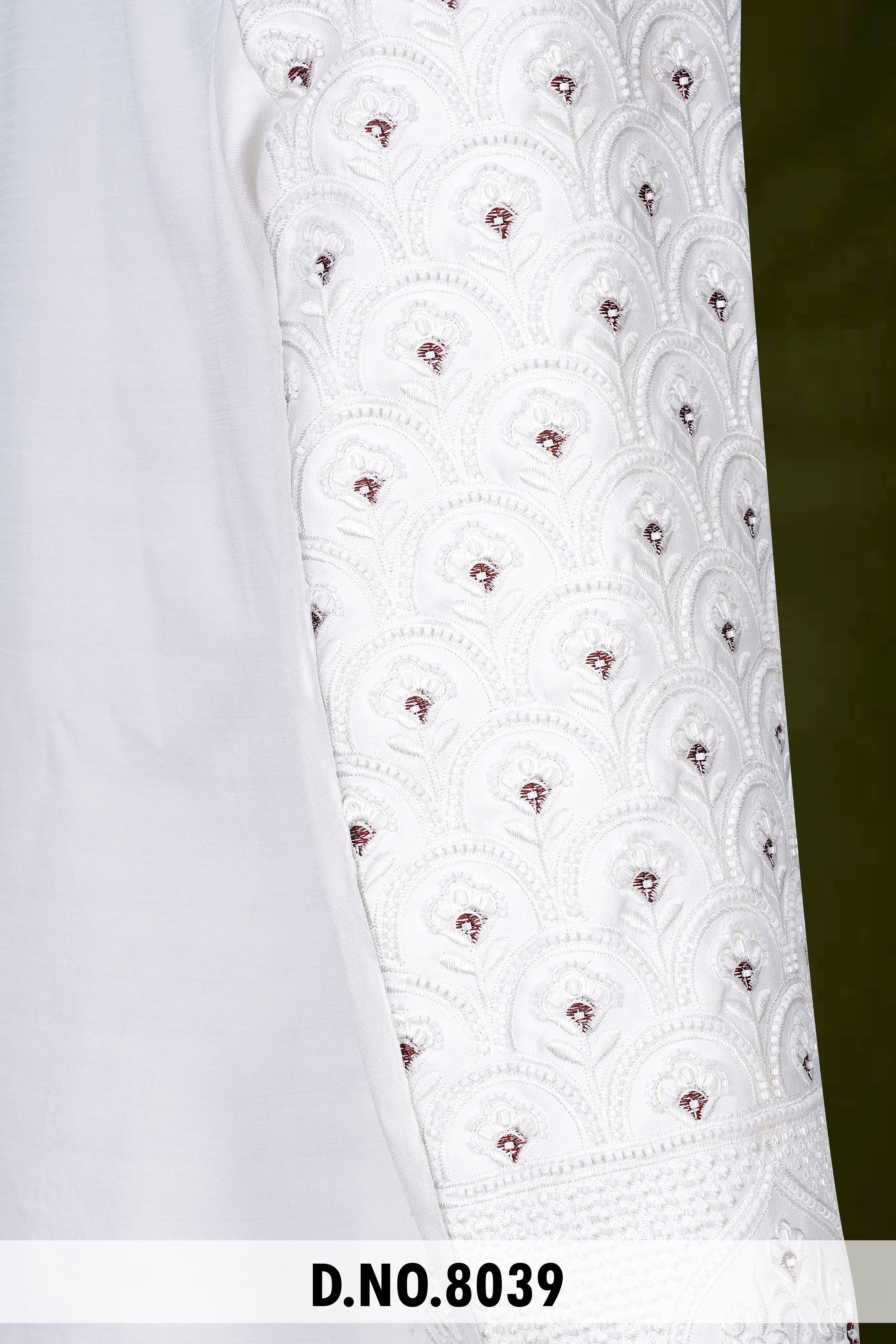 Men White Devine Touch Indo Sherwani with Pant – Unstitched Wedding Wear