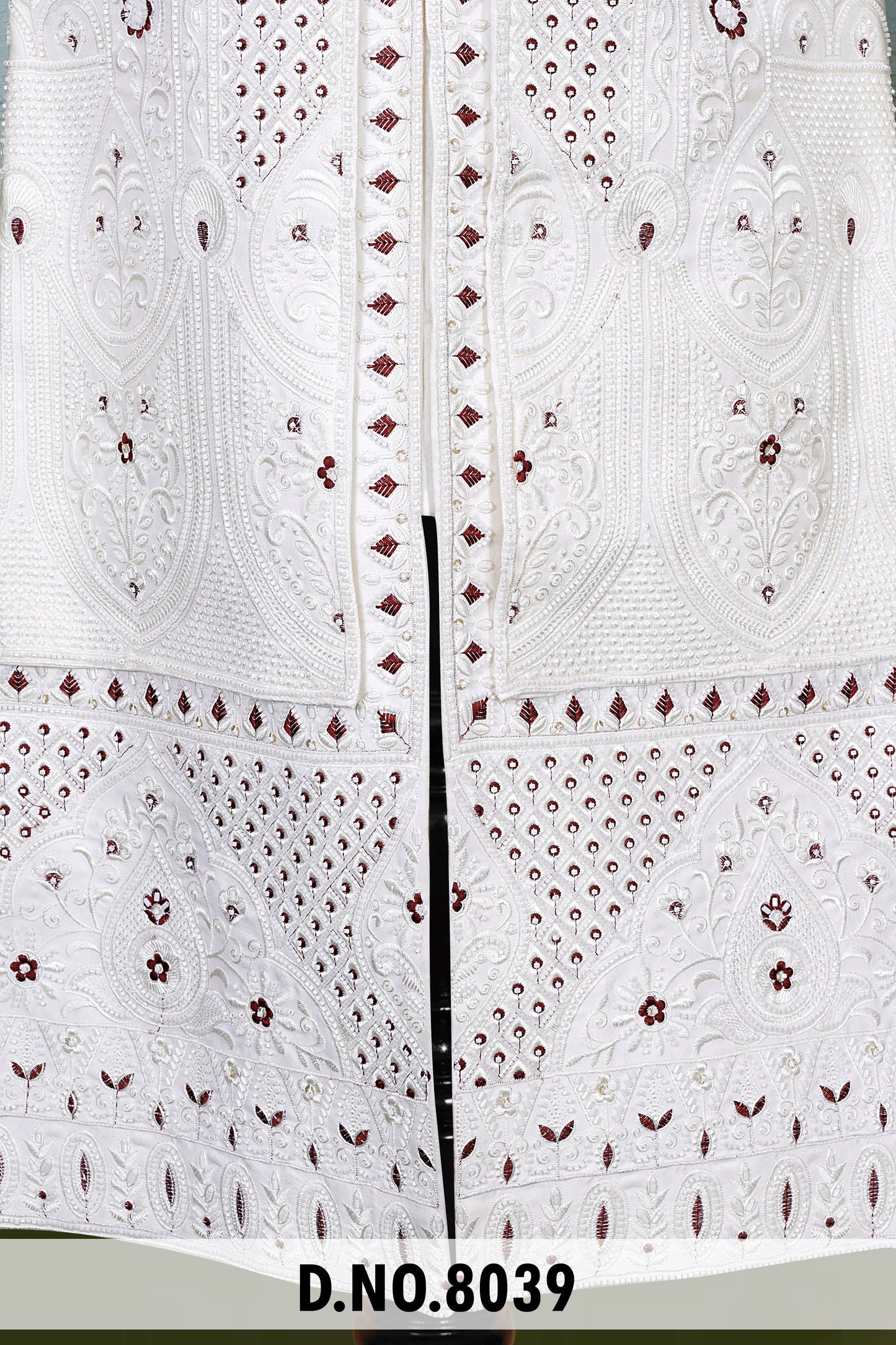 Men White Devine Touch Indo Sherwani with Pant – Unstitched Wedding Wear