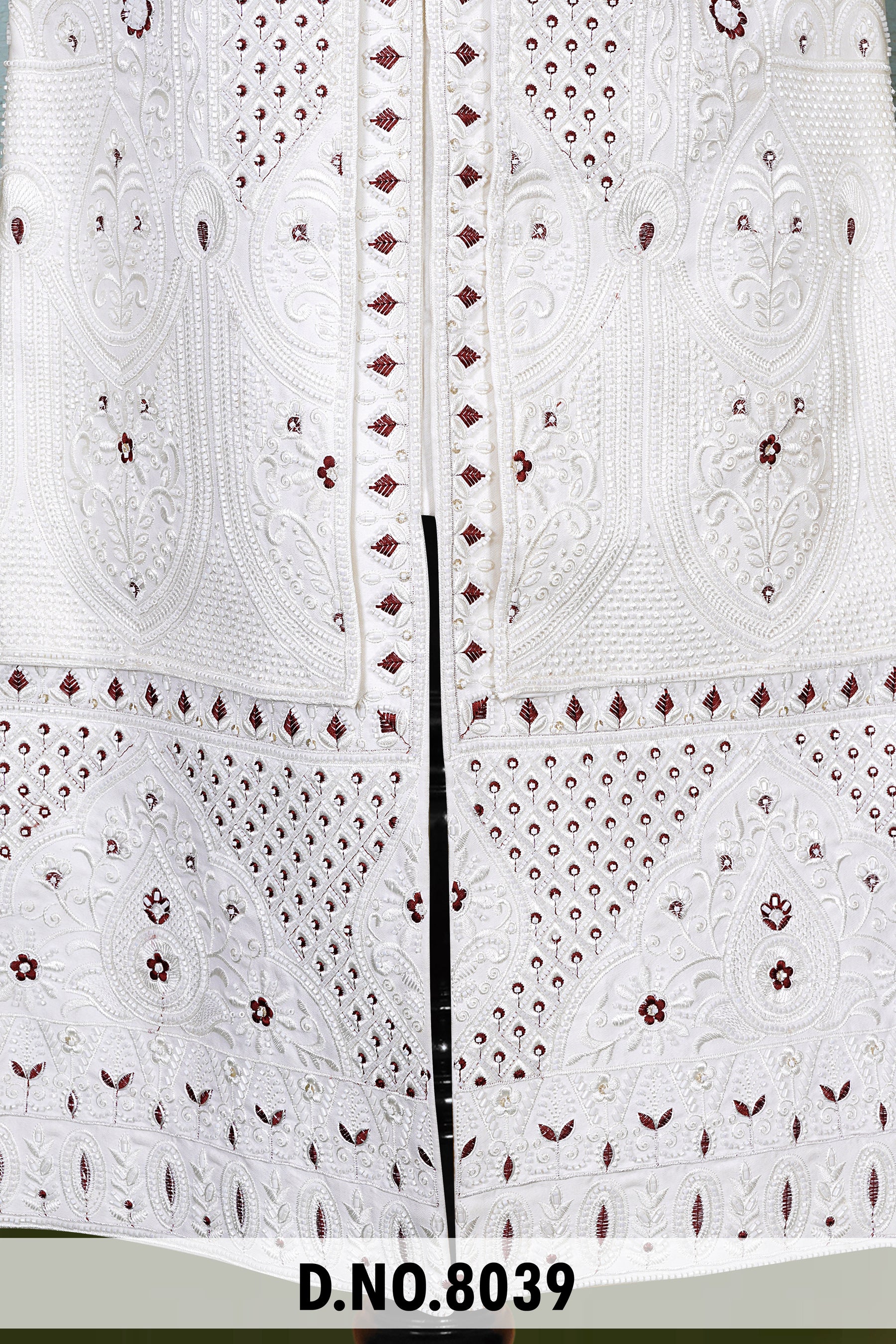 Men White Devine Touch Indo Sherwani with Pant – Unstitched Wedding Wear