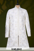 Men Cream Devine Touch Indo Sherwani with Pant – Unstitched Wedding Wear