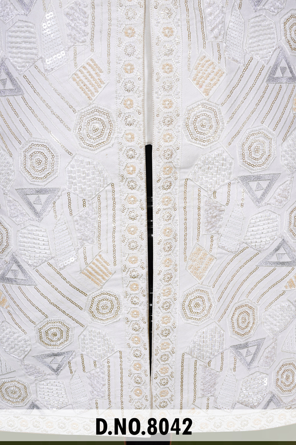 Men Cream Devine Touch Indo Sherwani with Pant – Unstitched Wedding Wear