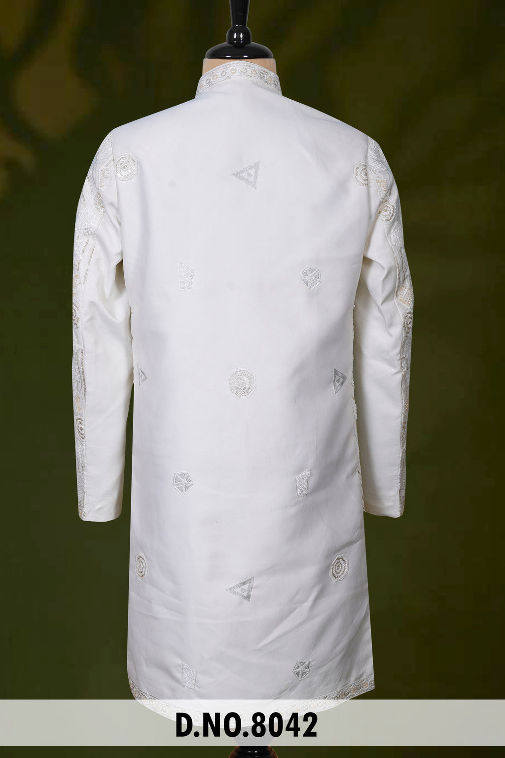 Men Cream Devine Touch Indo Sherwani with Pant – Unstitched Wedding Wear