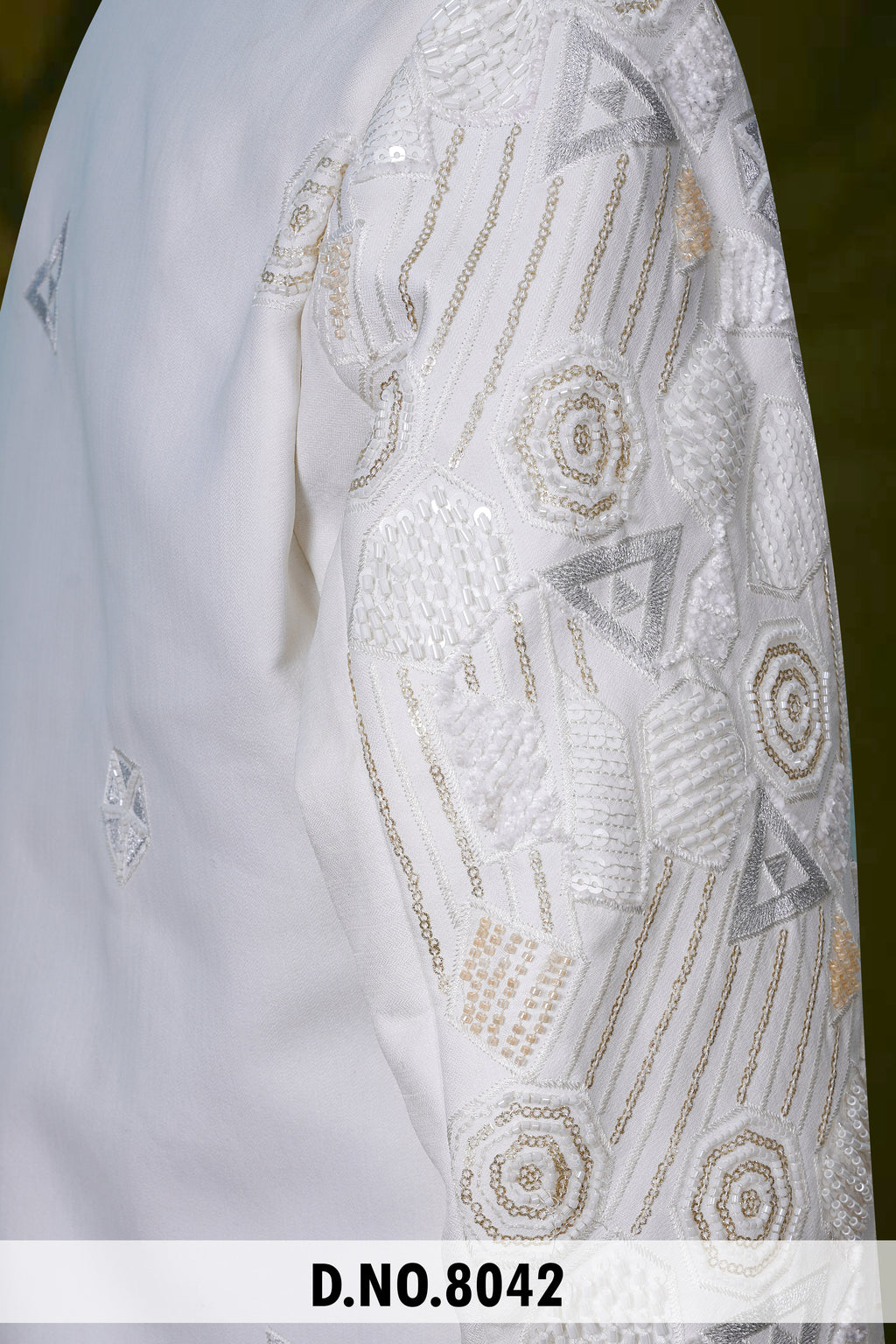 Men Cream Devine Touch Indo Sherwani with Pant – Unstitched Wedding Wear