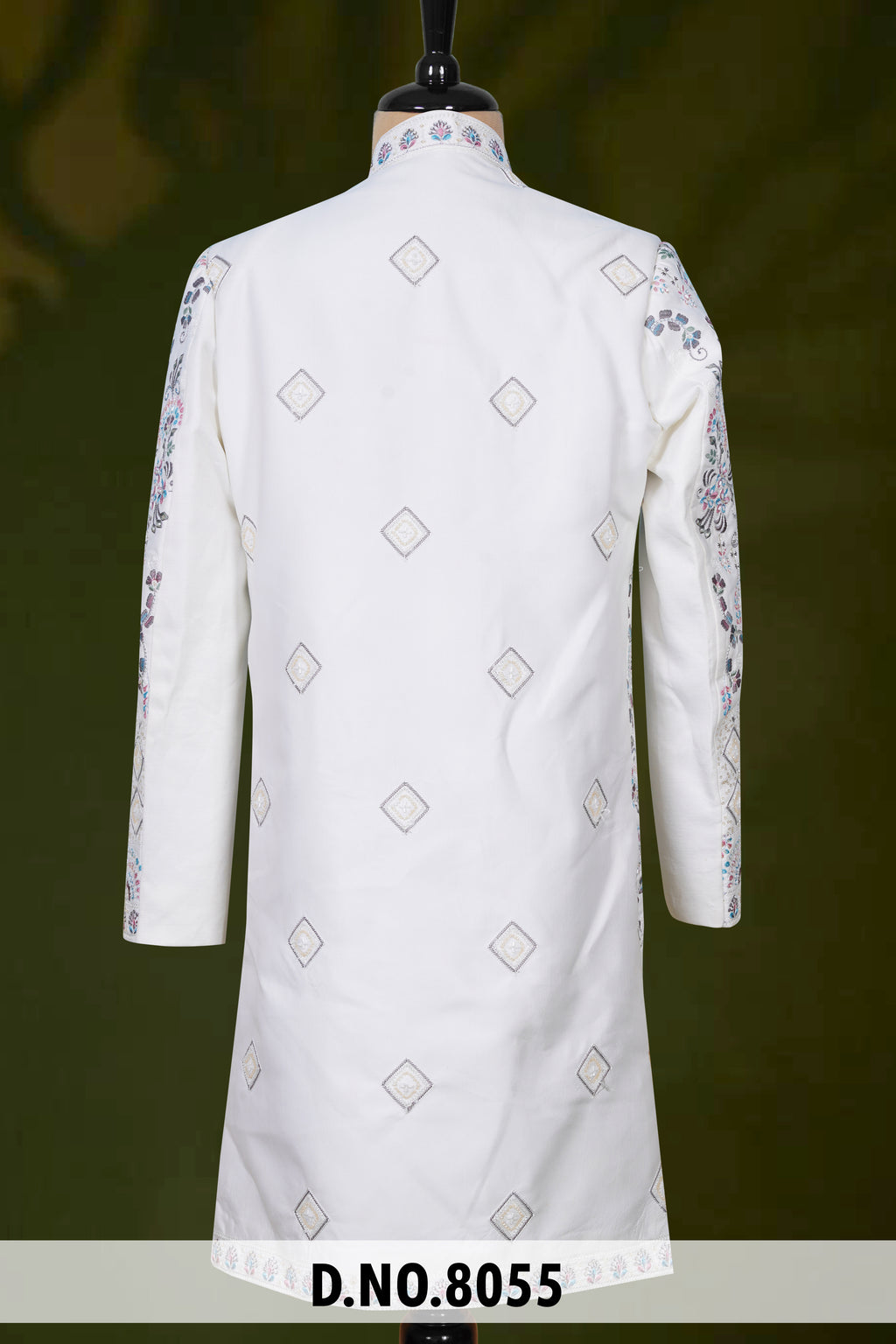 Men Cream Devine Touch Indo Sherwani with Pant – Unstitched Premium Wear