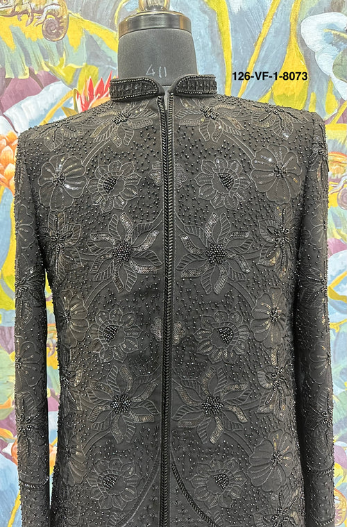 Men Black TR Lachko Indo Sherwani with Pant – Unstitched Wedding Wear