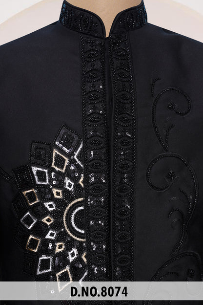 Premium Black Geometric Embroidered Suit | Crepe Fabric | Free Pants | Kavlee