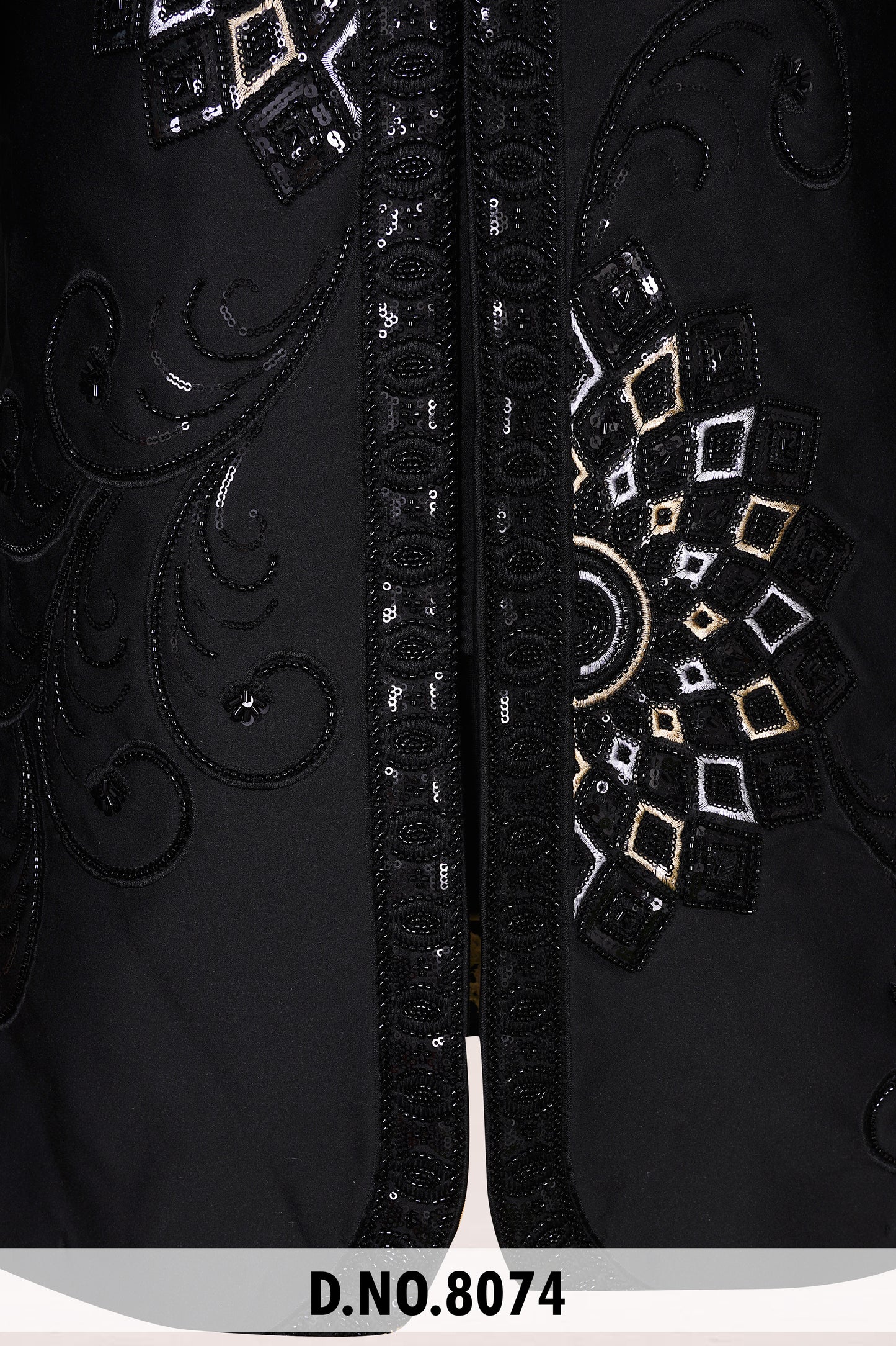 Premium Black Geometric Embroidered Suit | Crepe Fabric | Free Pants | Kavlee