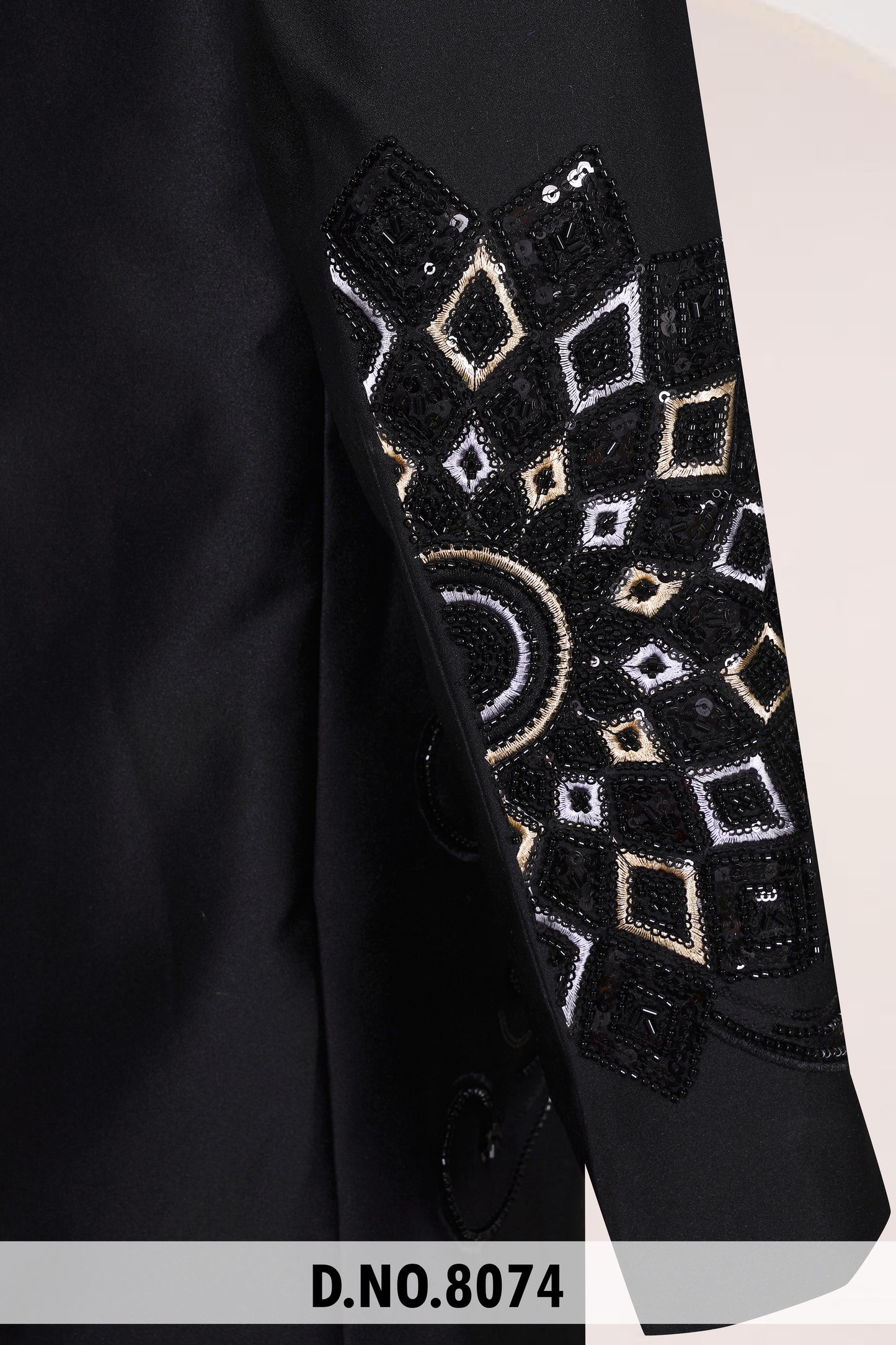 Premium Black Geometric Embroidered Suit | Crepe Fabric | Free Pants | Kavlee