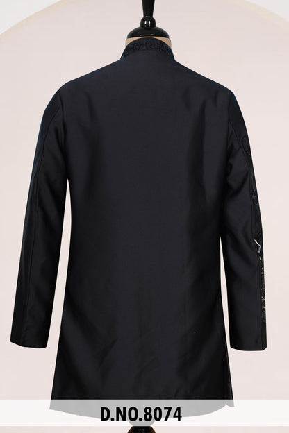 Premium Black Geometric Embroidered Suit | Crepe Fabric | Free Pants | Kavlee