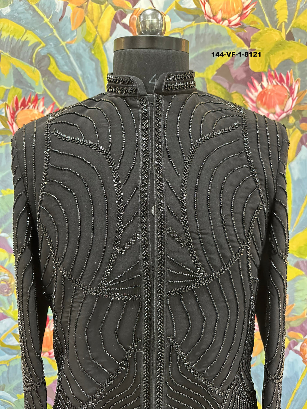 Premium Black Sequined Indo-Western Suit | TR Lochka Fabric | Free Pants | Kavlee