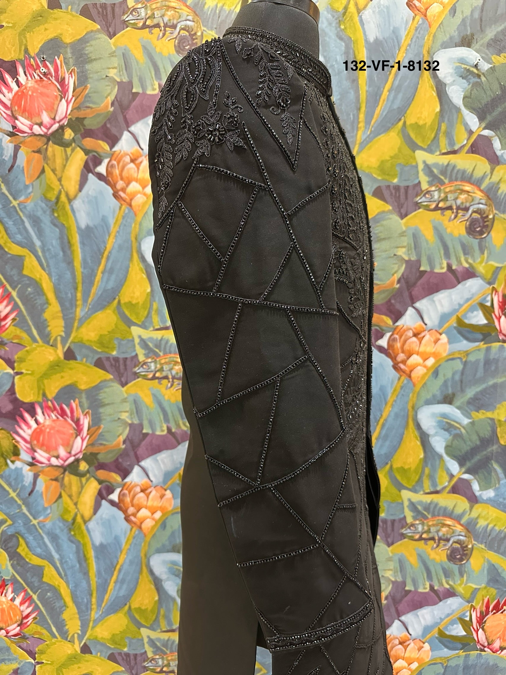 Men Black TR Lachko Indo Sherwani with Pant – Unstitched Designer Wedding Wear