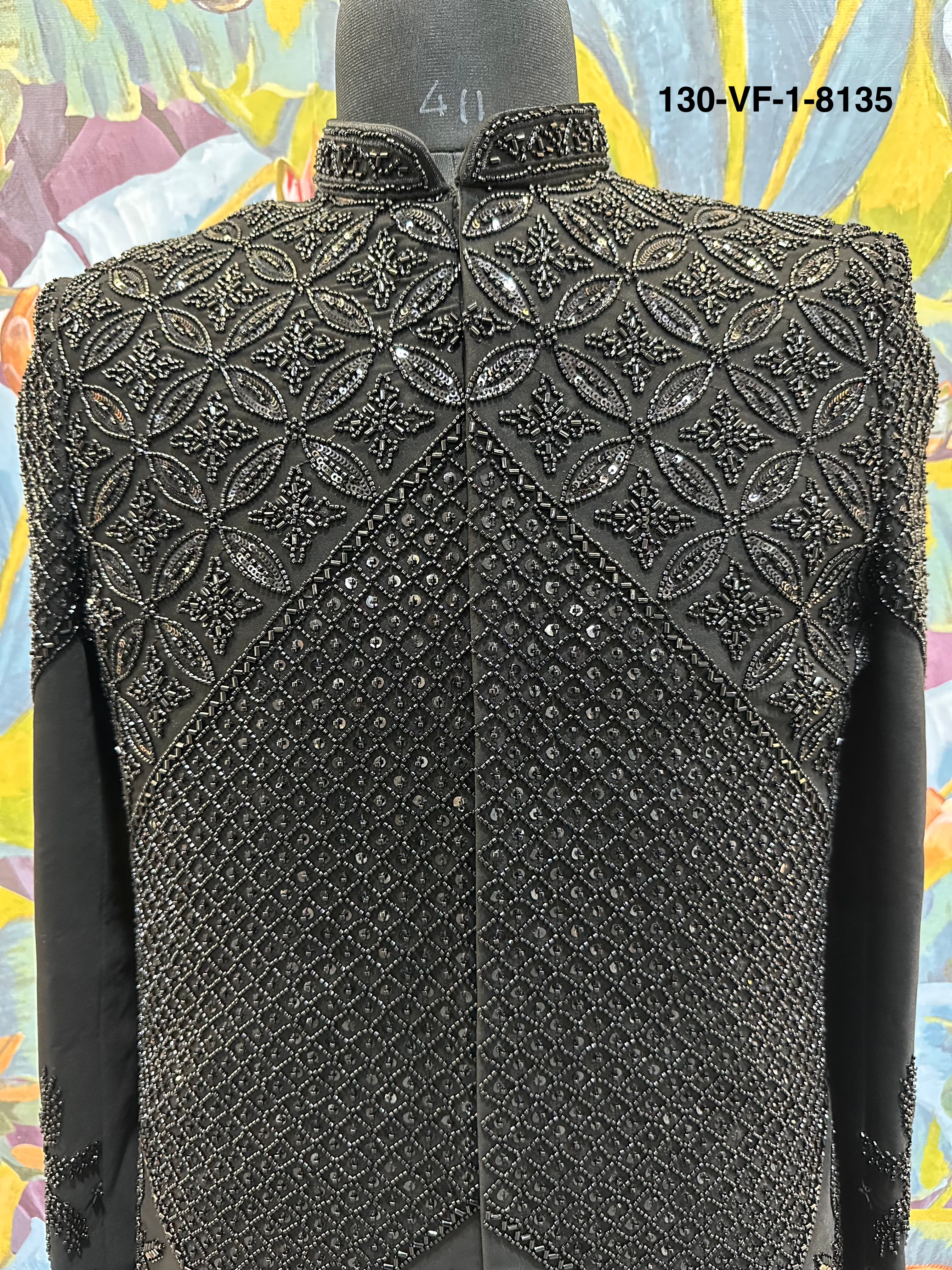 Men Premium Black Embroidered Kurta Koti Fabric – Unstitched Designer Wear