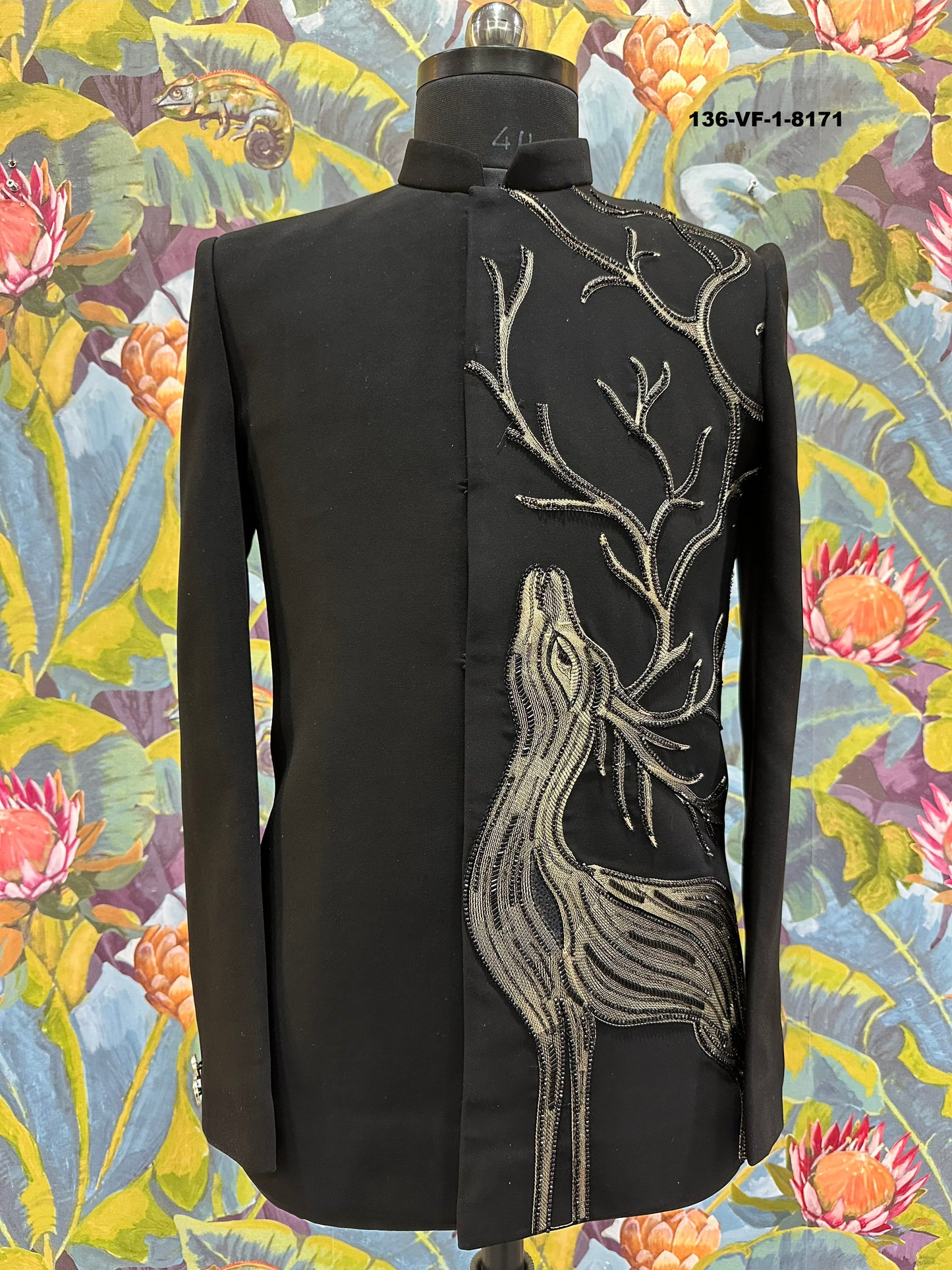 Premium Black Unstitched Deer Embroidered Suit | TR Lachka | Free Pants | Kavlee
