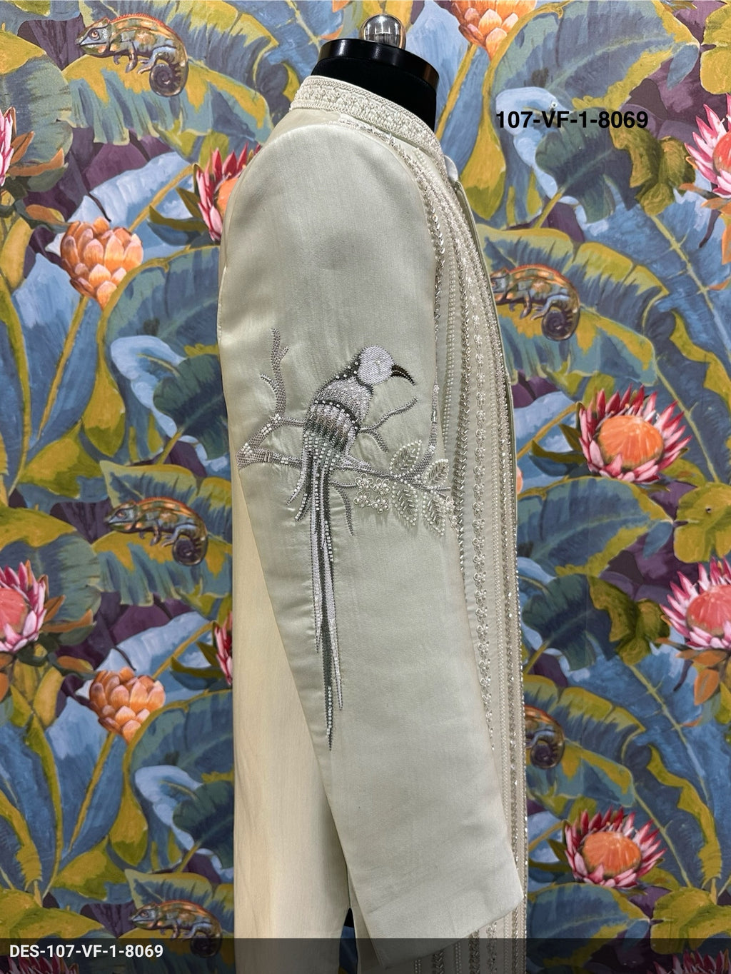 Men Premium Pista Green Embroidered Sherwani Fabric with Free Pant – Unstitched Wedding Wear