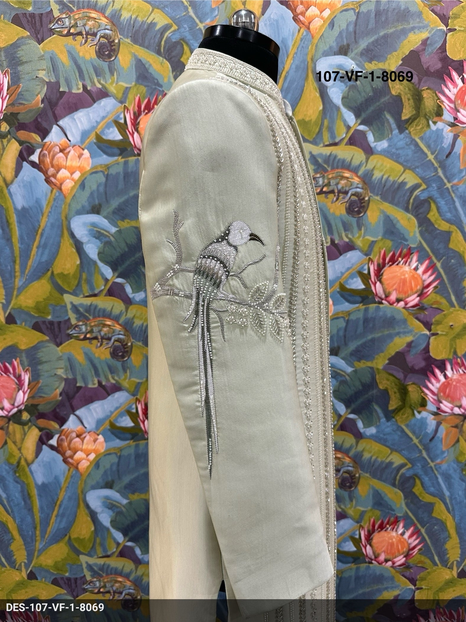 Men Premium Pista Green Embroidered Sherwani Fabric with Free Pant – Unstitched Wedding Wear