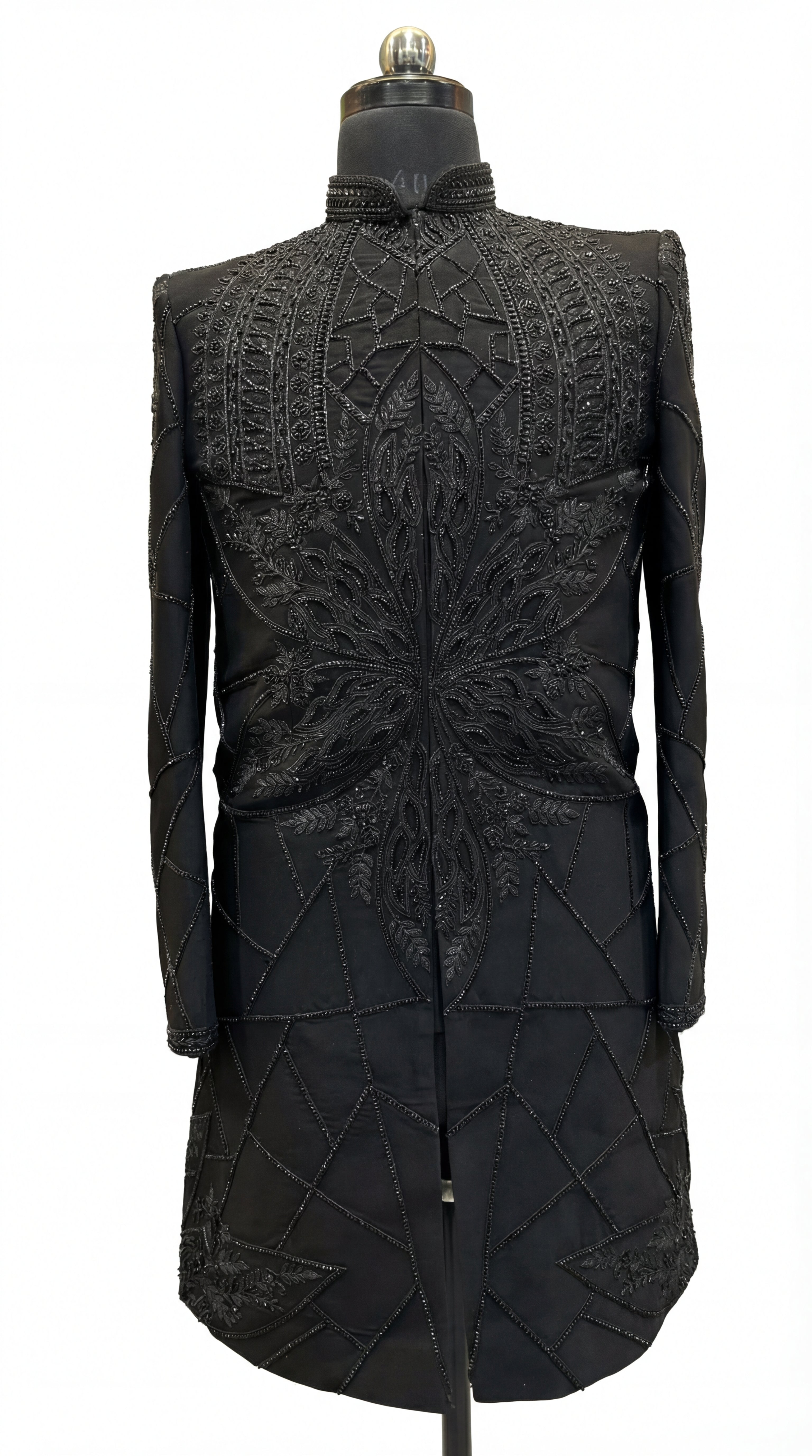 Men Black TR Lachko Indo Sherwani with Pant – Unstitched Designer Wedding Wear