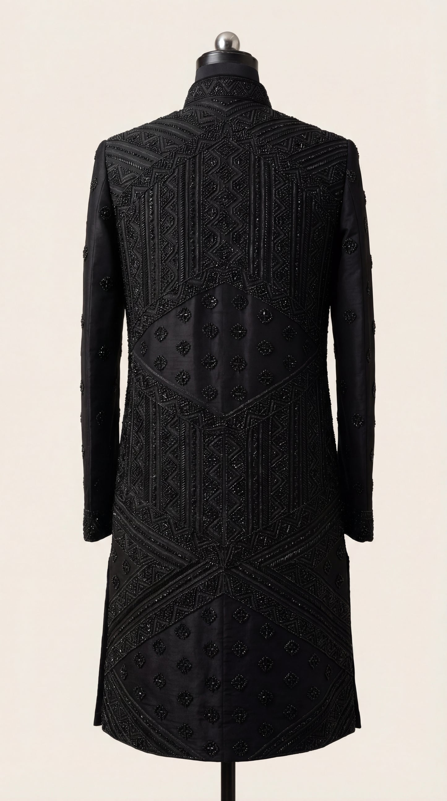 Men Black TR Lachko Indo Sherwani with Pant – Unstitched Wedding Wear