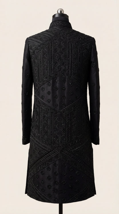 Men Black TR Lachko Indo Sherwani with Pant – Unstitched Wedding Wear